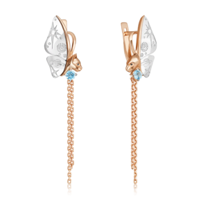 Серьги «Постижение тайн» с английским замком из комбинированного золота с топазом 02-4885-00-201-1111