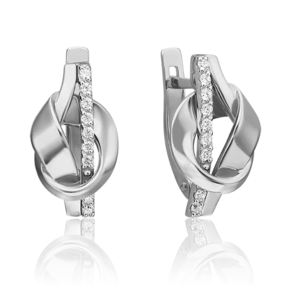 Серьги с английским замком из белого золота с фианитами 02-4607-00-401-1120-23