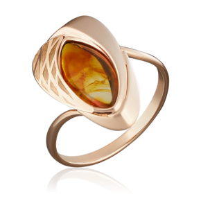 Кольцо из красного золота с янтарём 01-5045-01-271-1110-46