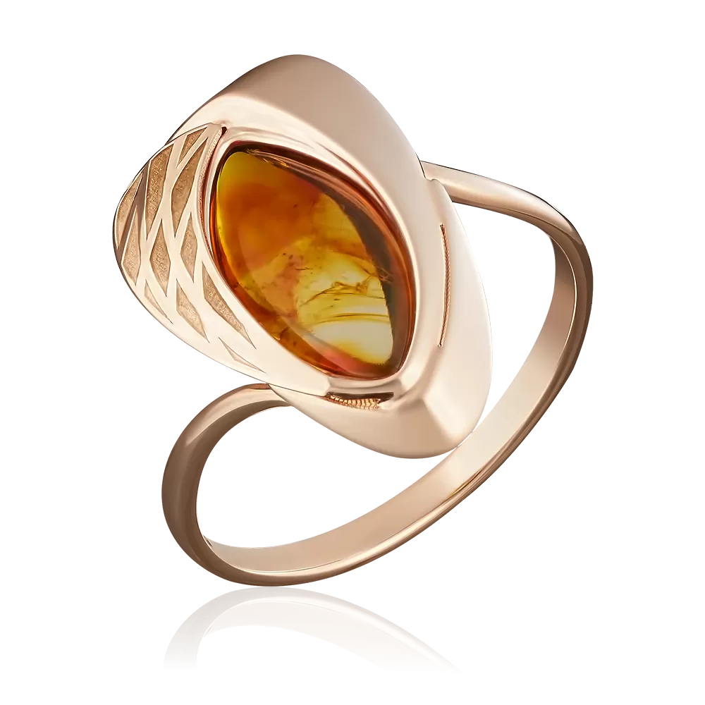 Кольцо из красного золота с янтарём 01-5045-01-271-1110-46