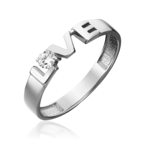Кольцо «Любовь» из белого золота с фианитом 01-5340-00-401-1120-03