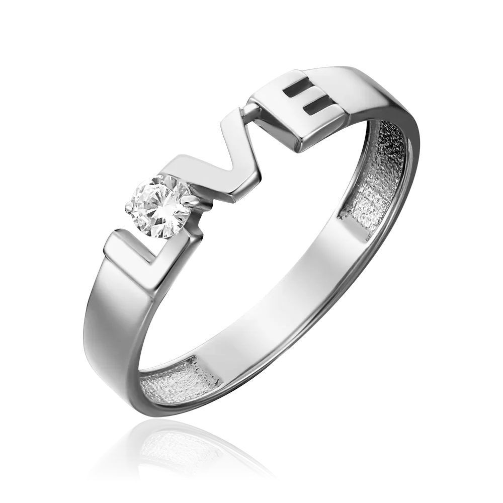 Кольцо «Любовь» из белого золота с фианитом 01-5340-00-401-1120-03