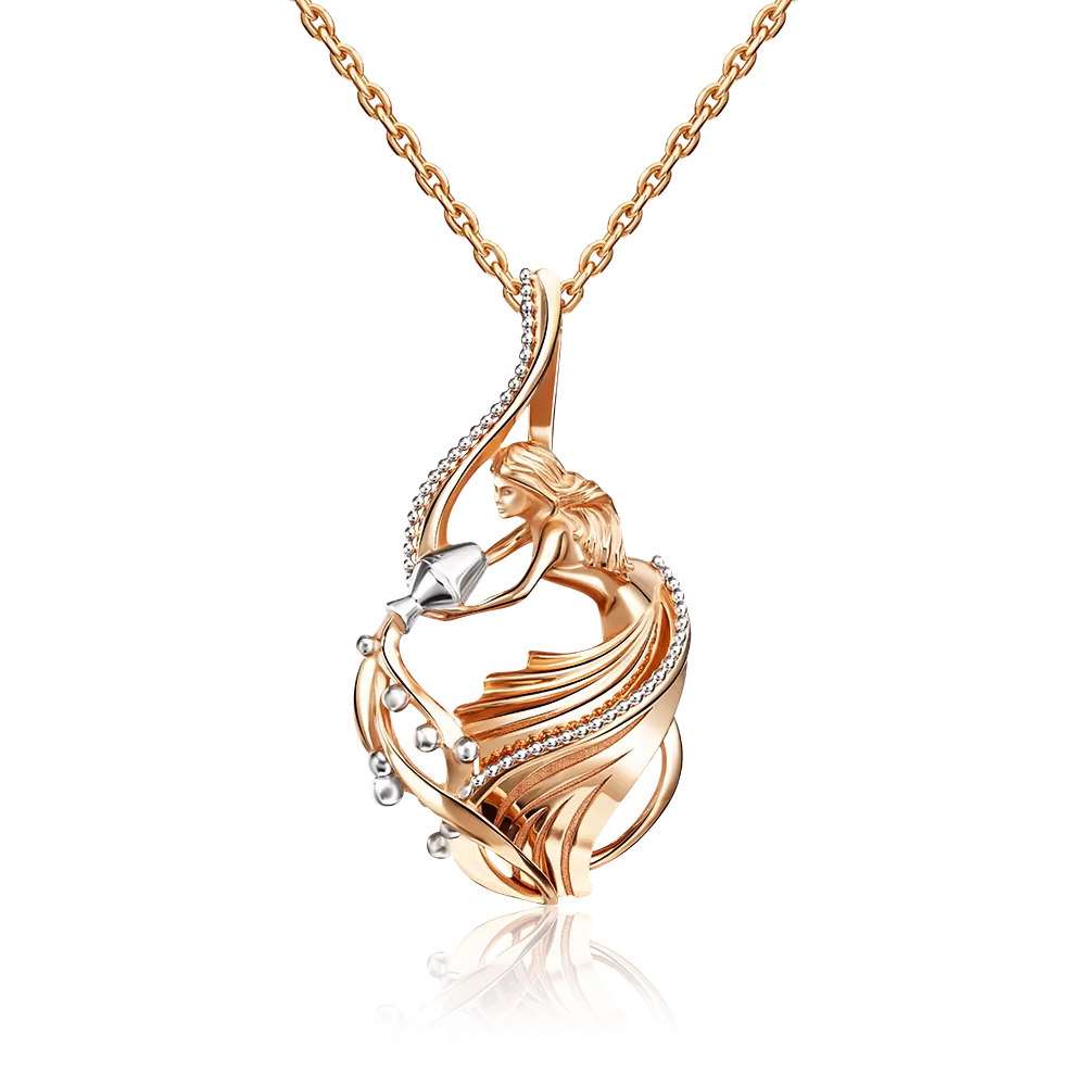 Подвеска «Знак зодиака Водолей» из комбинированного золота 03-2814-02-000-1111-48