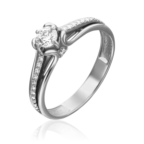 Помолвочное кольцо из белого золота с фианитами 01-5268-00-401-1120