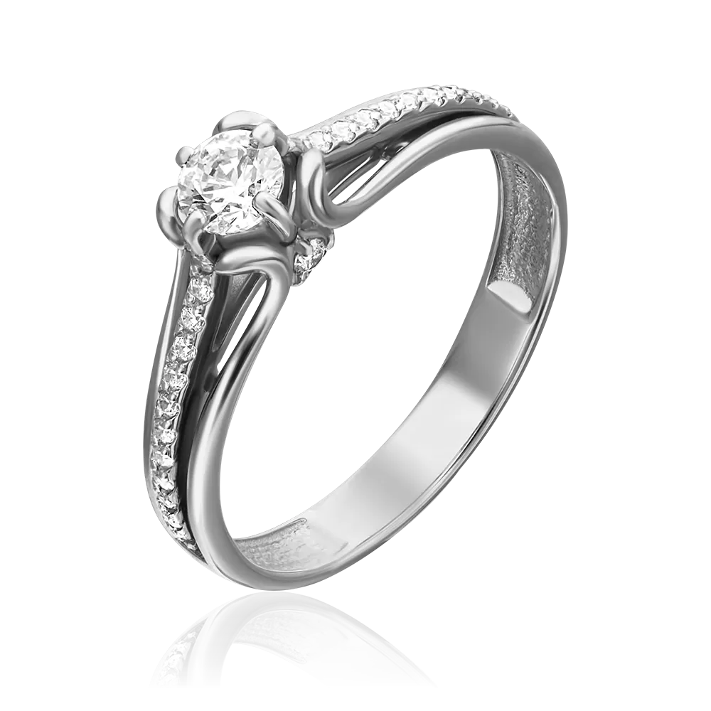 Помолвочное кольцо из белого золота с фианитами 01-5268-00-401-1120