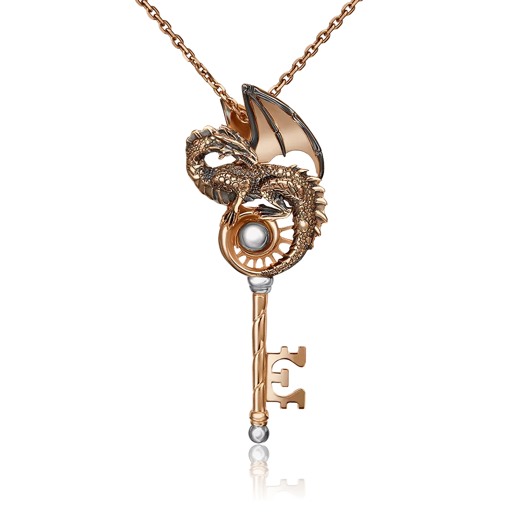 Подвеска «Дракон с ключом» из комбинированного золота 03-2994-00-000-1111-48