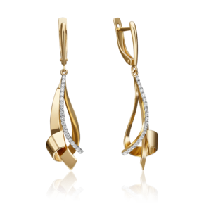 Серьги с английским замком из лимонного золота с фианитами 02-4297-00-401-1130-64