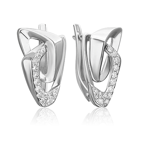 Серьги с английским замком из серебра с фианитами 02-5072-00-401-0200
