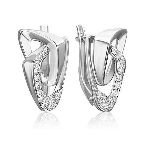 Серьги с английским замком из серебра с фианитами 02-5072-00-401-0200