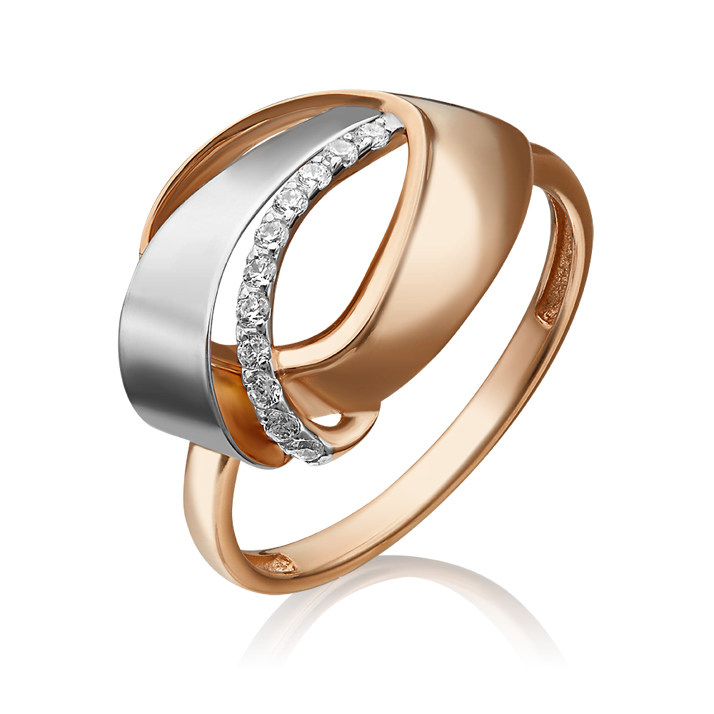 Кольцо из комбинированного золота с фианитами 01-5298-00-401-1111-48