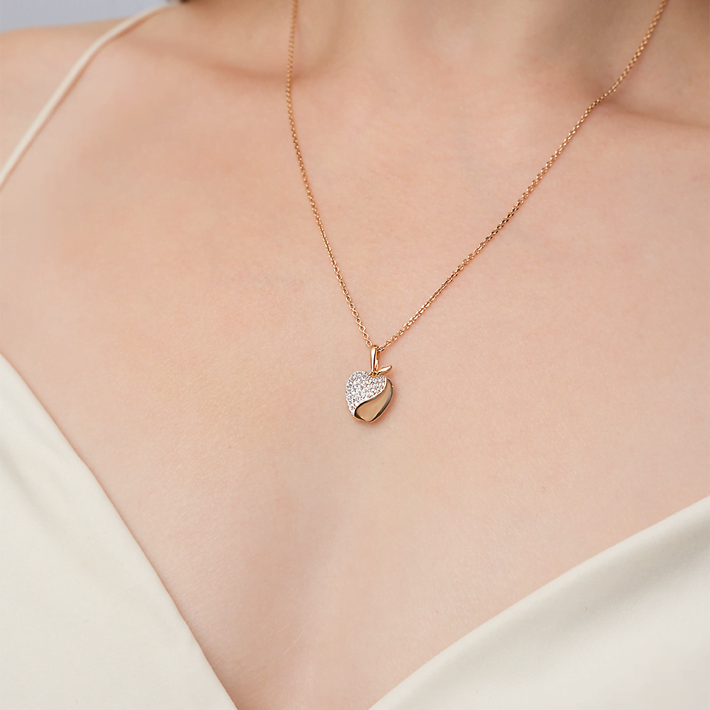 Подвеска «Яблоко» из красного золота с фианитами 03-2318-00-401-1110-24