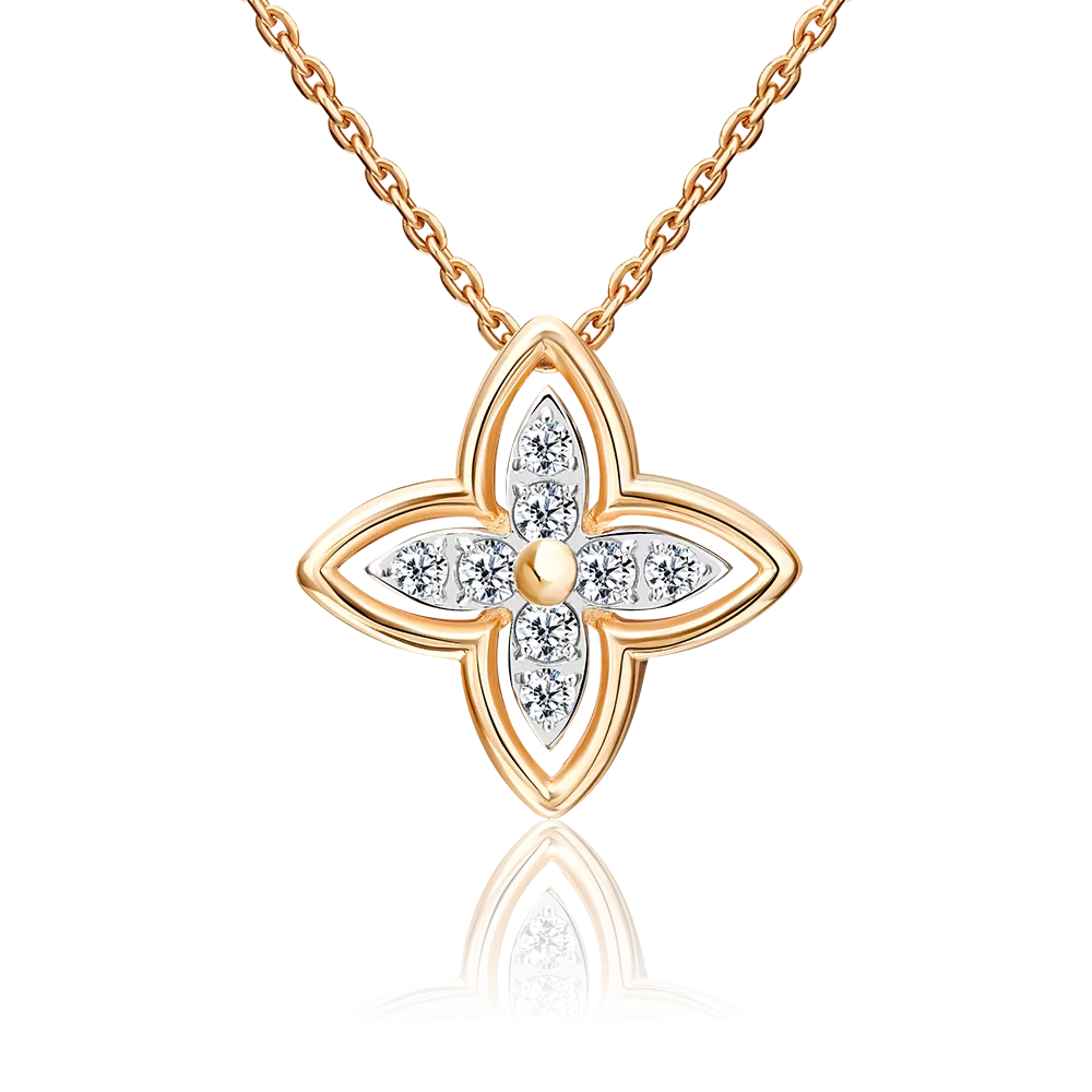 Подвеска-бегунок из красного золота с фианитами 03-3633-00-401-1110