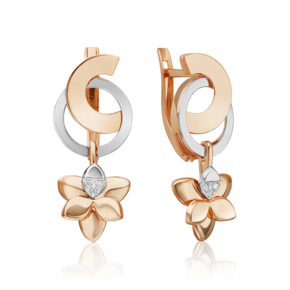 Серьги с английским замком из комбинированного золота с бриллиантами 02-4998-00-101-1111