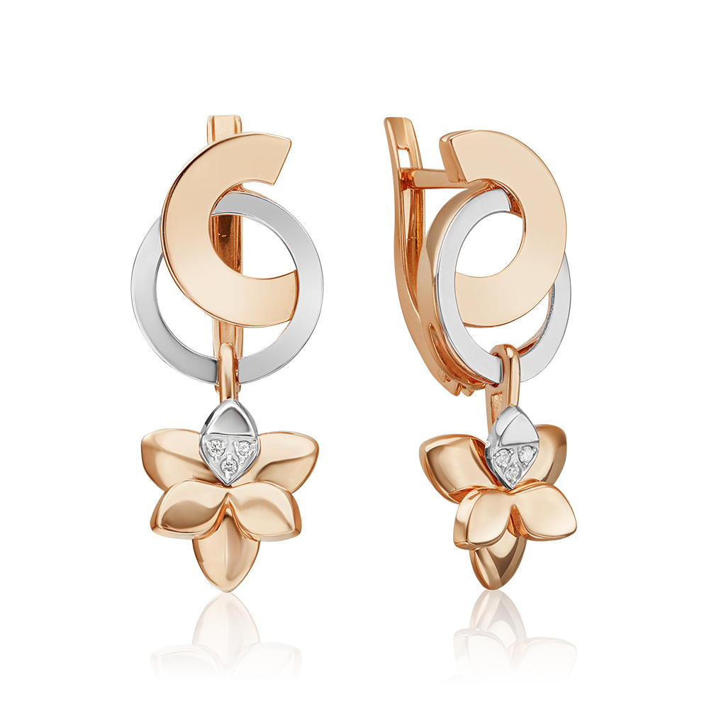 Серьги с английским замком из комбинированного золота с бриллиантами 02-4998-00-101-1111