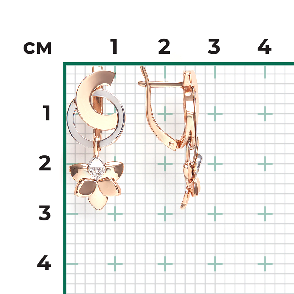 Серьги с английским замком из комбинированного золота с бриллиантами 02-4998-00-101-1111