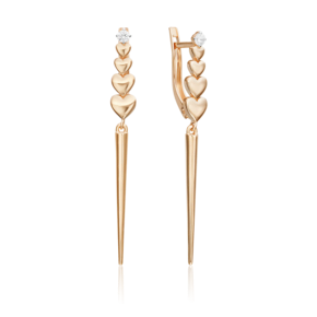 Серьги «Романтика» с английским замком из красного золота с фианитом 02-5417-00-401-1110