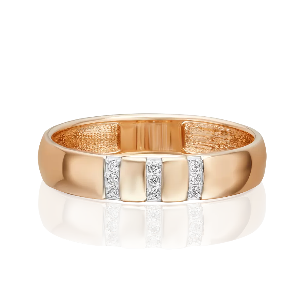 Обручальное кольцо из красного золота с фианитами 01-1740-00-401-1110-03