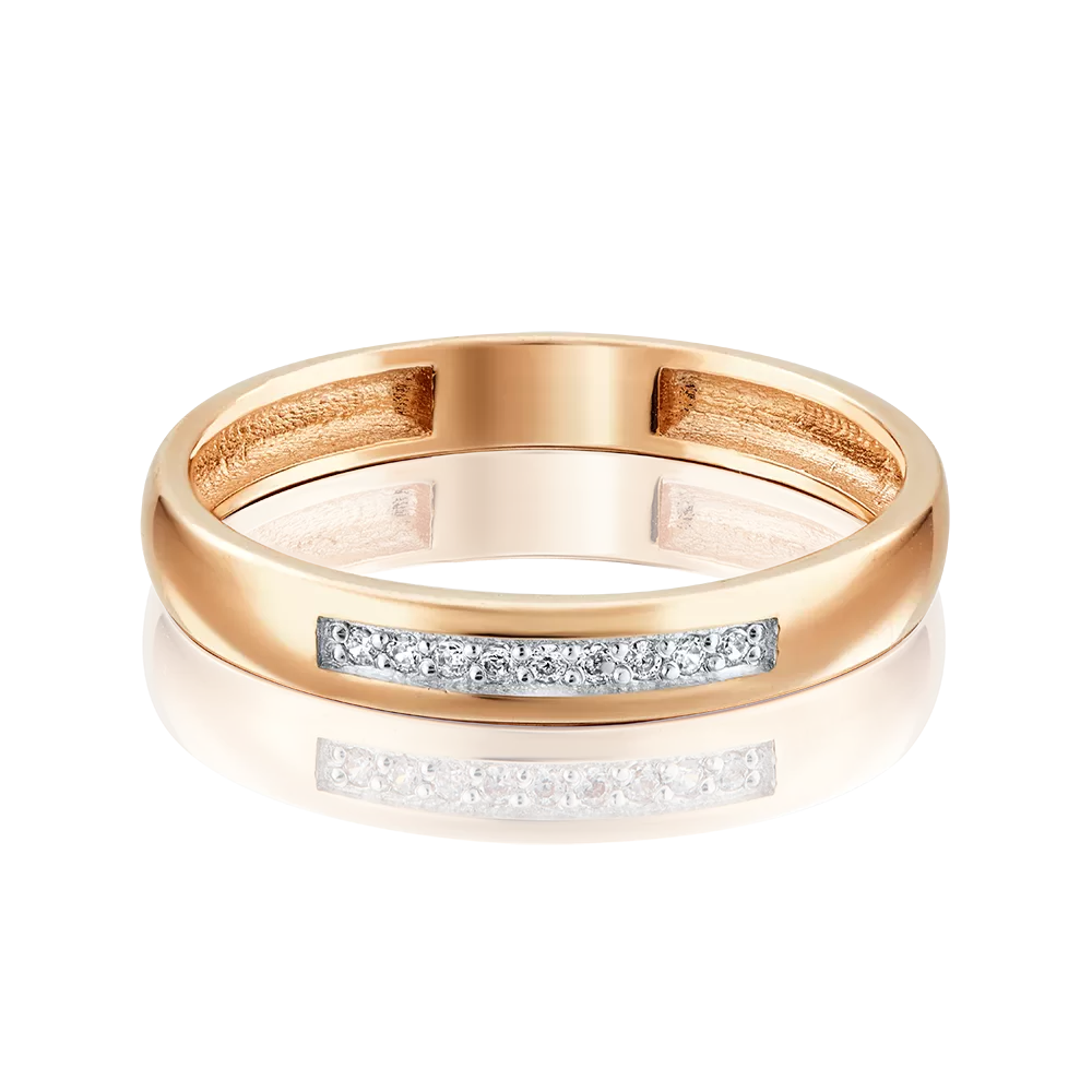 Обручальное кольцо из красного золота с фианитами 01-1742-00-401-1110-03