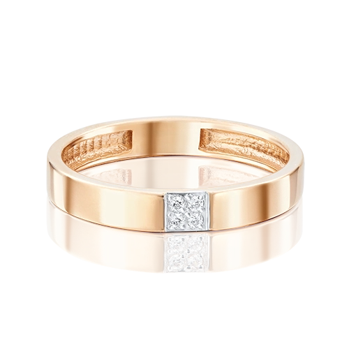 Обручальное кольцо из красного золота с фианитами 01-1761-00-401-1110-03