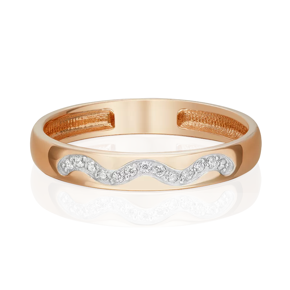 Обручальное кольцо из красного золота с фианитами 01-1767-00-401-1110-03