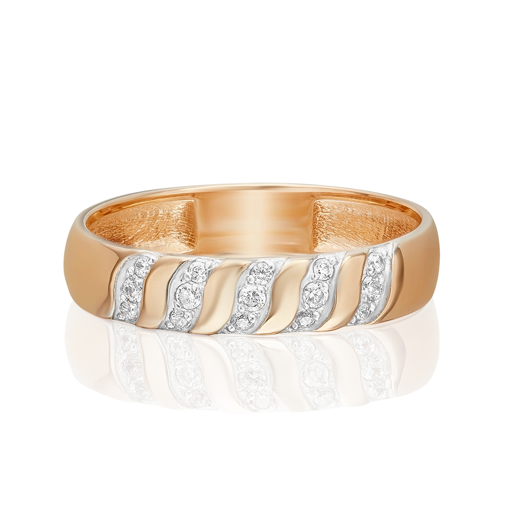 Обручальное кольцо из красного золота с фианитами 01-1771-00-401-1110-03