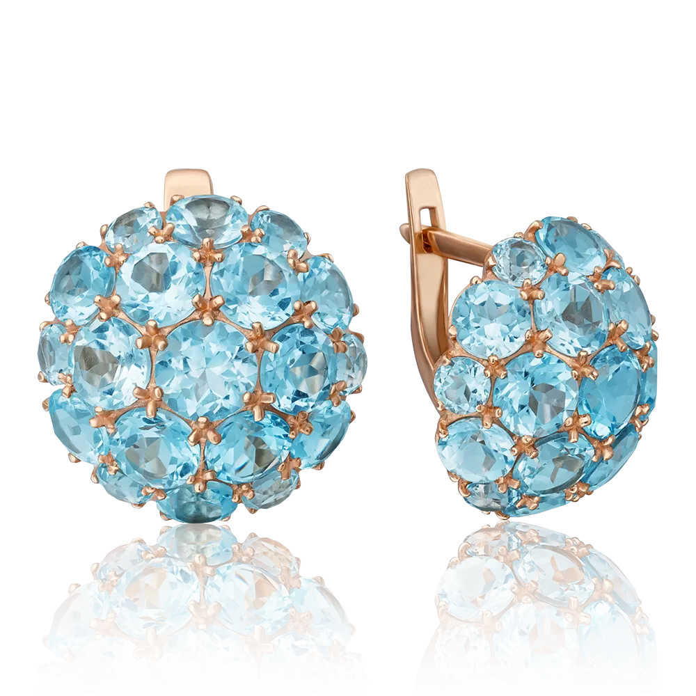 Серьги с английским замком из красного золота с топазами 02-3188-00-201-1110-46