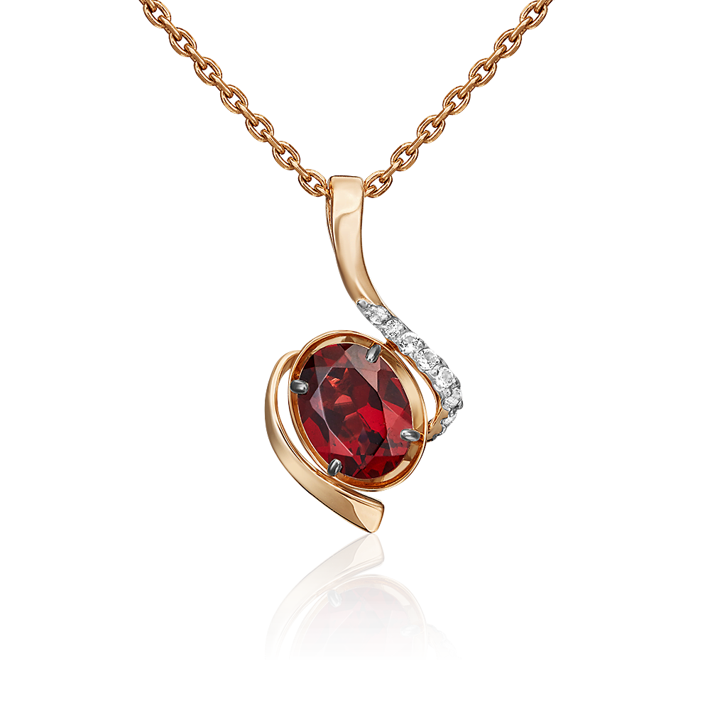 Подвеска из красного золота с гранатом и натуральными топазами white 03-3048-00-264-1110-57