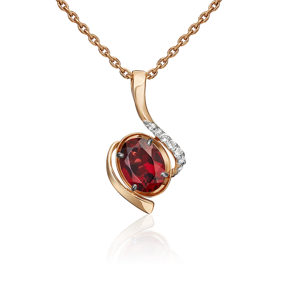 Подвеска из красного золота с гранатом и натуральными топазами white 03-3048-00-264-1110-57