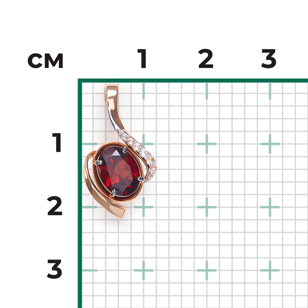 Подвеска из красного золота с гранатом и натуральными топазами white 03-3048-00-264-1110-57
