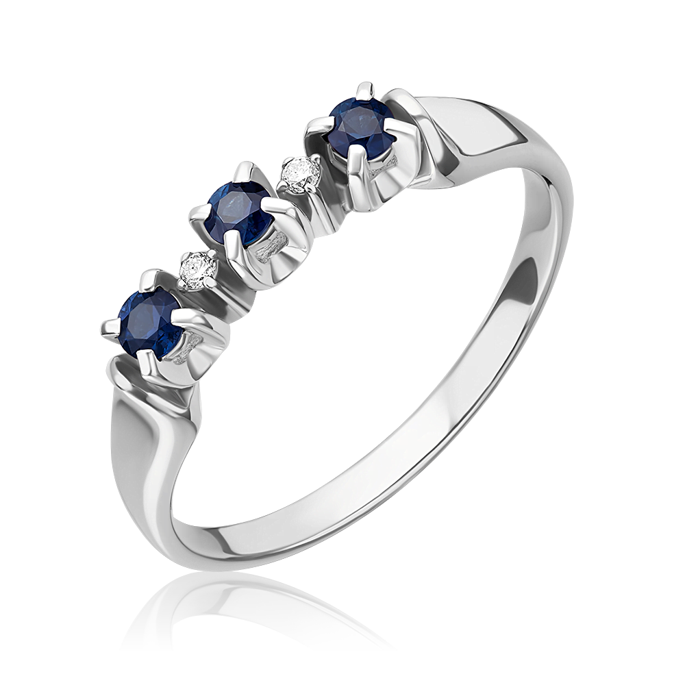Кольцо из белого золота с сапфирами и бриллиантами 01-0340-00-105-1120-30