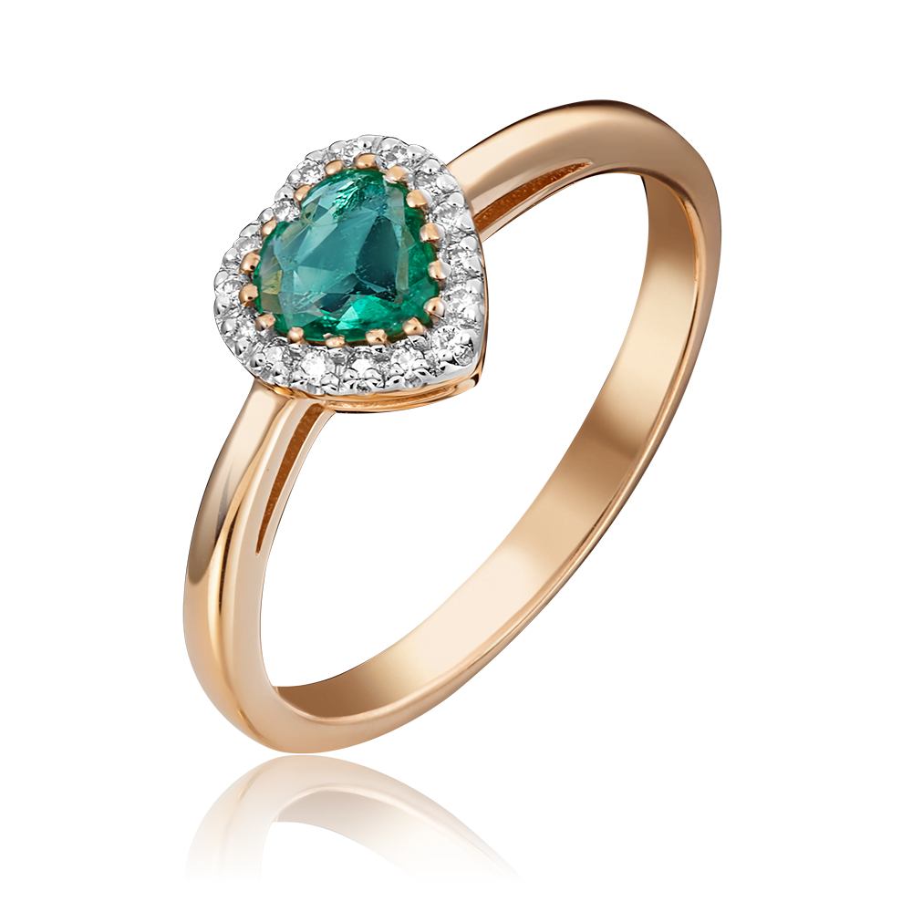 Кольцо из красного золота с изумрудом и бриллиантами 01-1512-00-106-1110-30