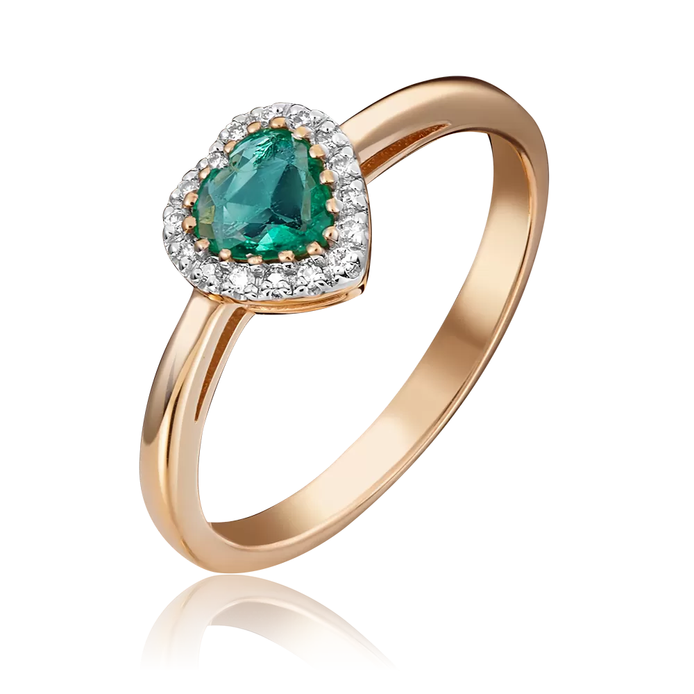 Кольцо из красного золота с изумрудом и бриллиантами 01-1512-00-106-1110-30