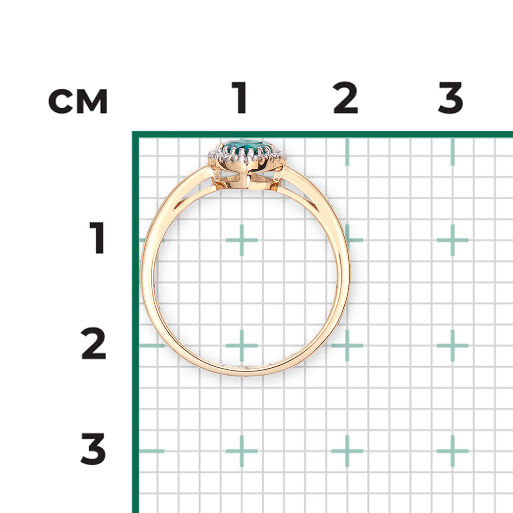 Кольцо из красного золота с изумрудом и бриллиантами 01-1512-00-106-1110-30