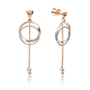 Серьги-пусеты из комбинированного золота 02-4107-00-000-1111-04