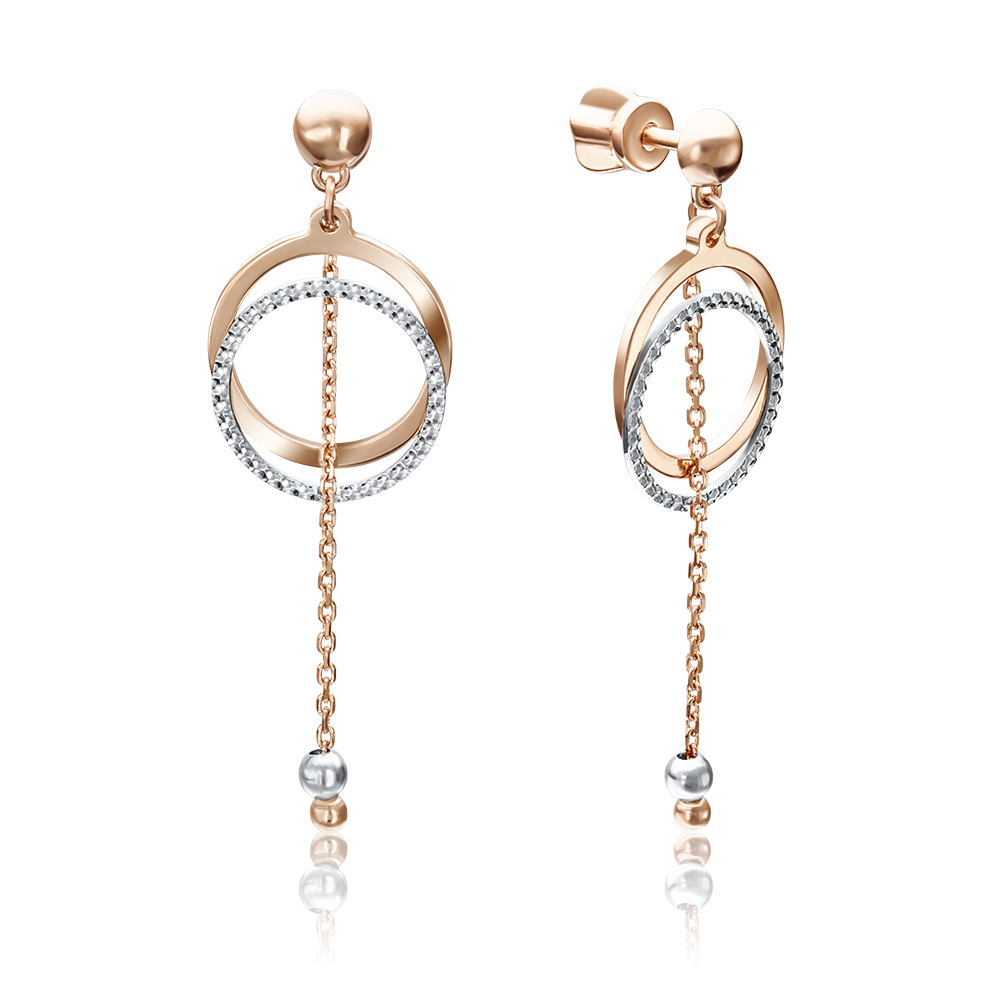 Серьги-пусеты из комбинированного золота 02-4107-00-000-1111-04