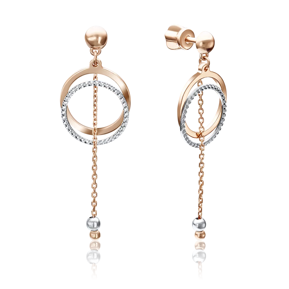 Серьги-пусеты из комбинированного золота 02-4107-00-000-1111-04