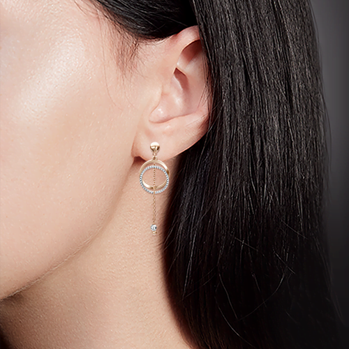 Серьги-пусеты из комбинированного золота 02-4107-00-000-1111-04