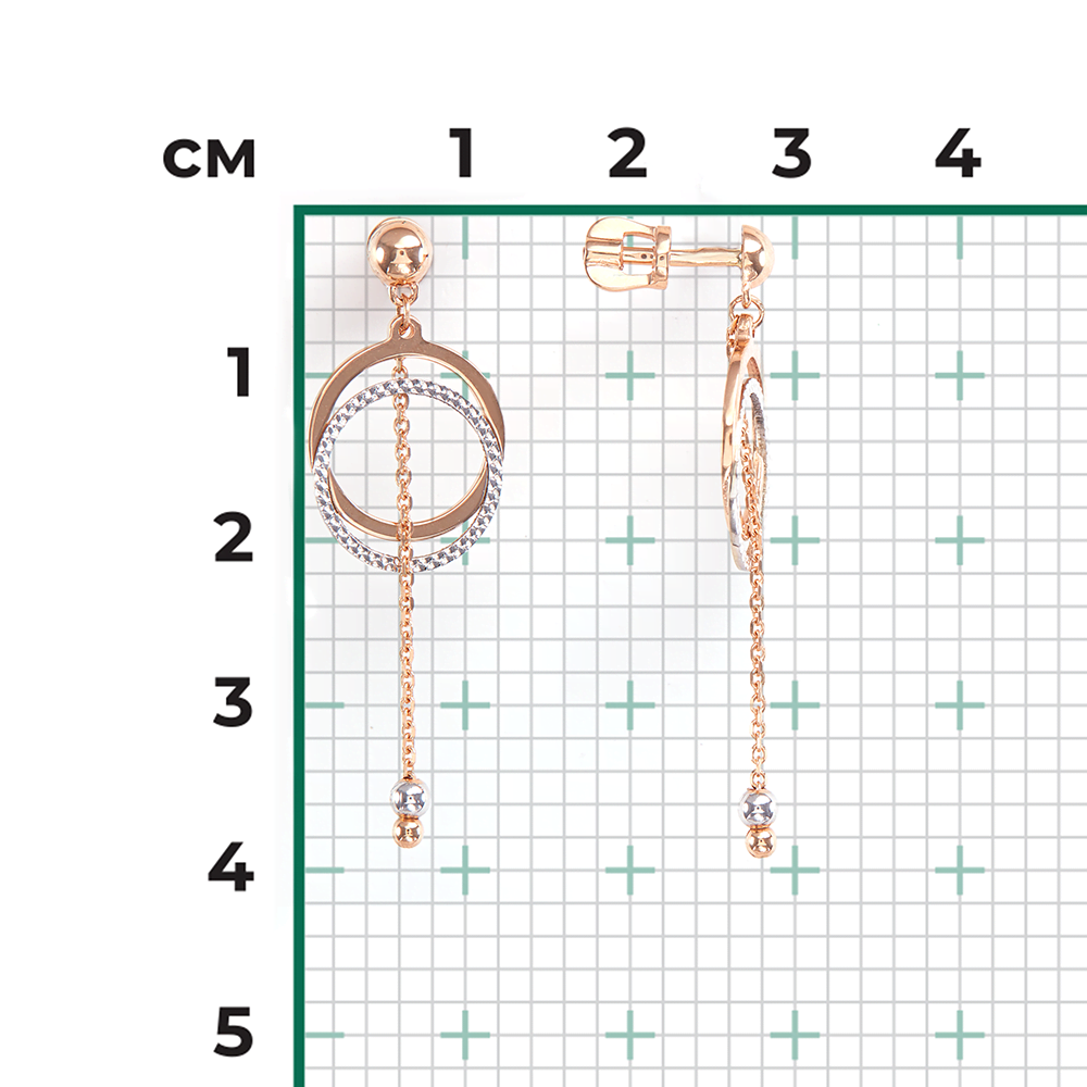 Серьги-пусеты из комбинированного золота 02-4107-00-000-1111-04