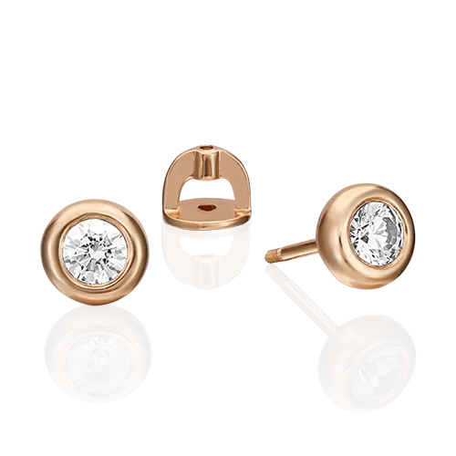 Серьги-пусеты из красного золота с фианитом 02-4497-00-501-1110-38