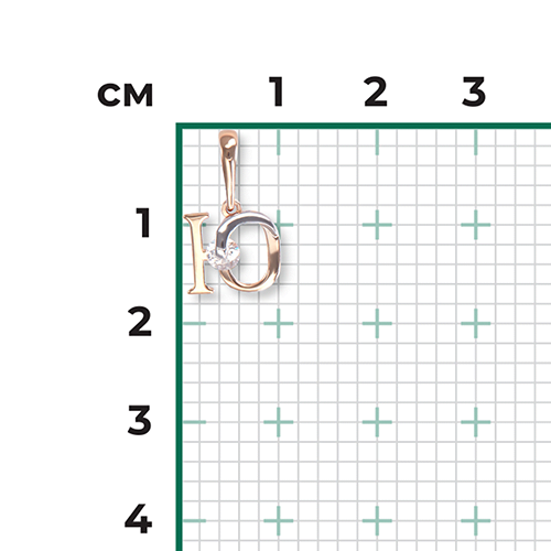 Подвеска «Буква Ю» из комбинированного золота с фианитом 03-3119-Ю-401-1111