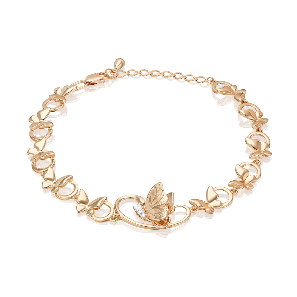 Браслет «Бабочки» из красного золота с фианитами 05-0840-00-401-1110