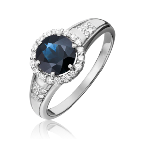 Кольцо из белого золота с сапфиром и бриллиантами 01-1302-00-105-1120-30