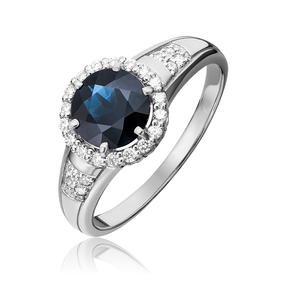 Кольцо из белого золота с сапфиром и бриллиантами 01-1302-00-105-1120-30