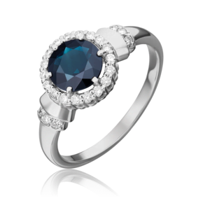 Кольцо из белого золота с сапфиром и бриллиантами 01-1304-00-105-1120-30
