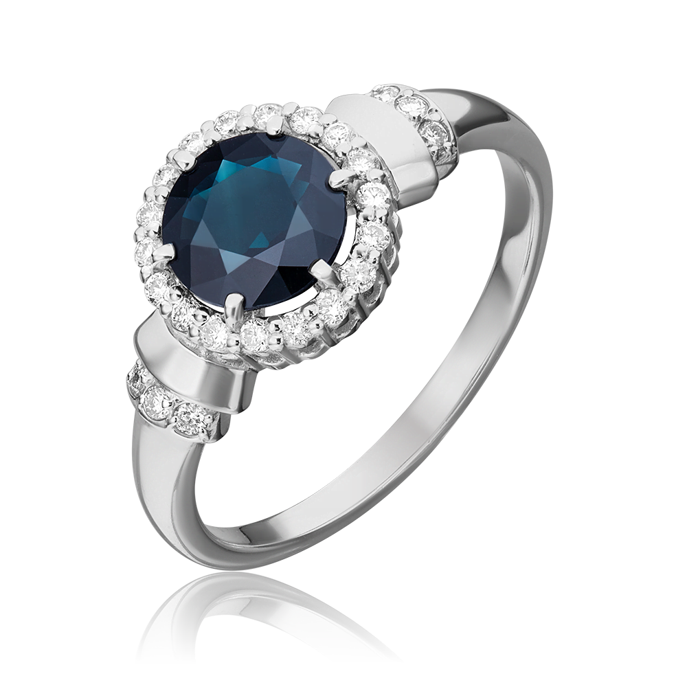 Кольцо из белого золота с сапфиром и бриллиантами 01-1304-00-105-1120-30