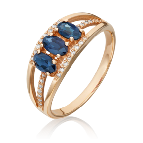 Кольцо из красного золота с сапфирами и бриллиантами 01-1305-00-105-1110-30