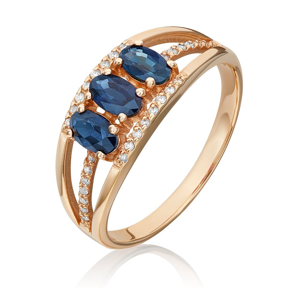 Кольцо из красного золота с сапфирами и бриллиантами 01-1305-00-105-1110-30