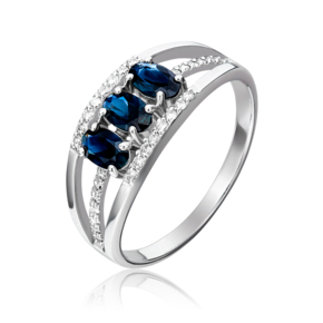 Кольцо из белого золота с сапфирами и бриллиантами 01-1306-00-105-1120-30