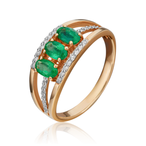 Кольцо из красного золота с изумрудами и бриллиантами 01-1305-00-106-1110-30