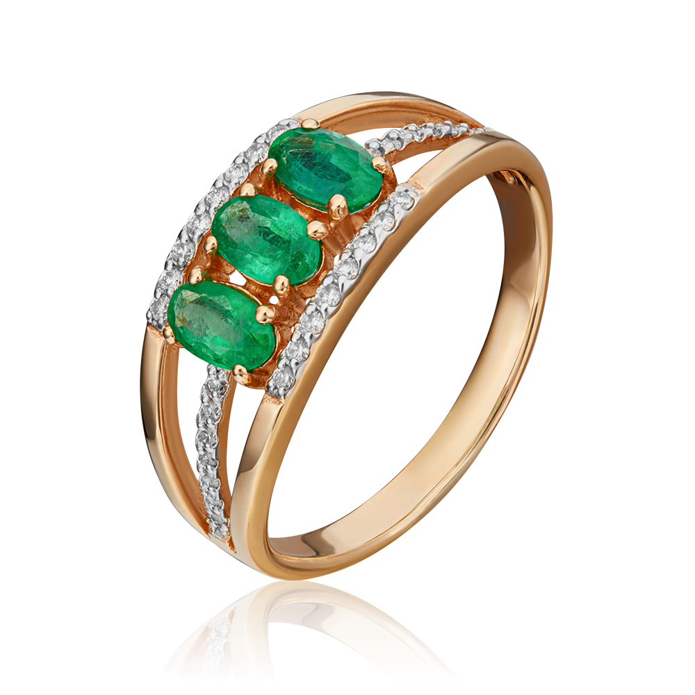 Кольцо из красного золота с изумрудами и бриллиантами 01-1305-00-106-1110-30